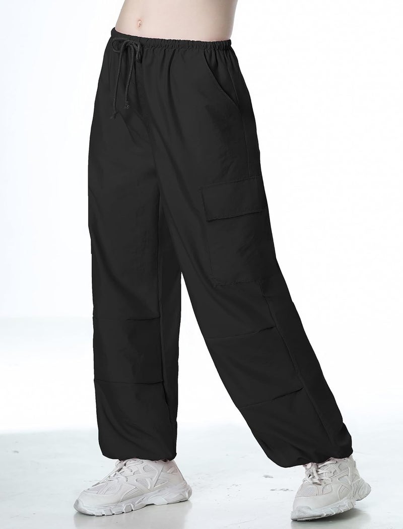 Mebius Store Girls Parachute Pants Baggy Cargo Hiking Joggers Hip Hop Dance with Pockets Trousers for Kids 8-14Y - Image 3